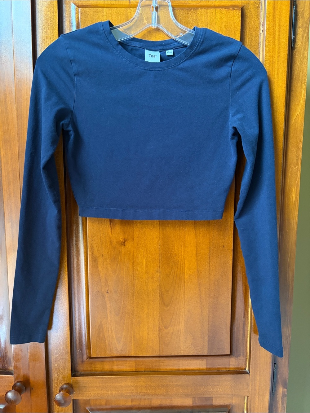 Navy TNA Long Sleeve Crop Top